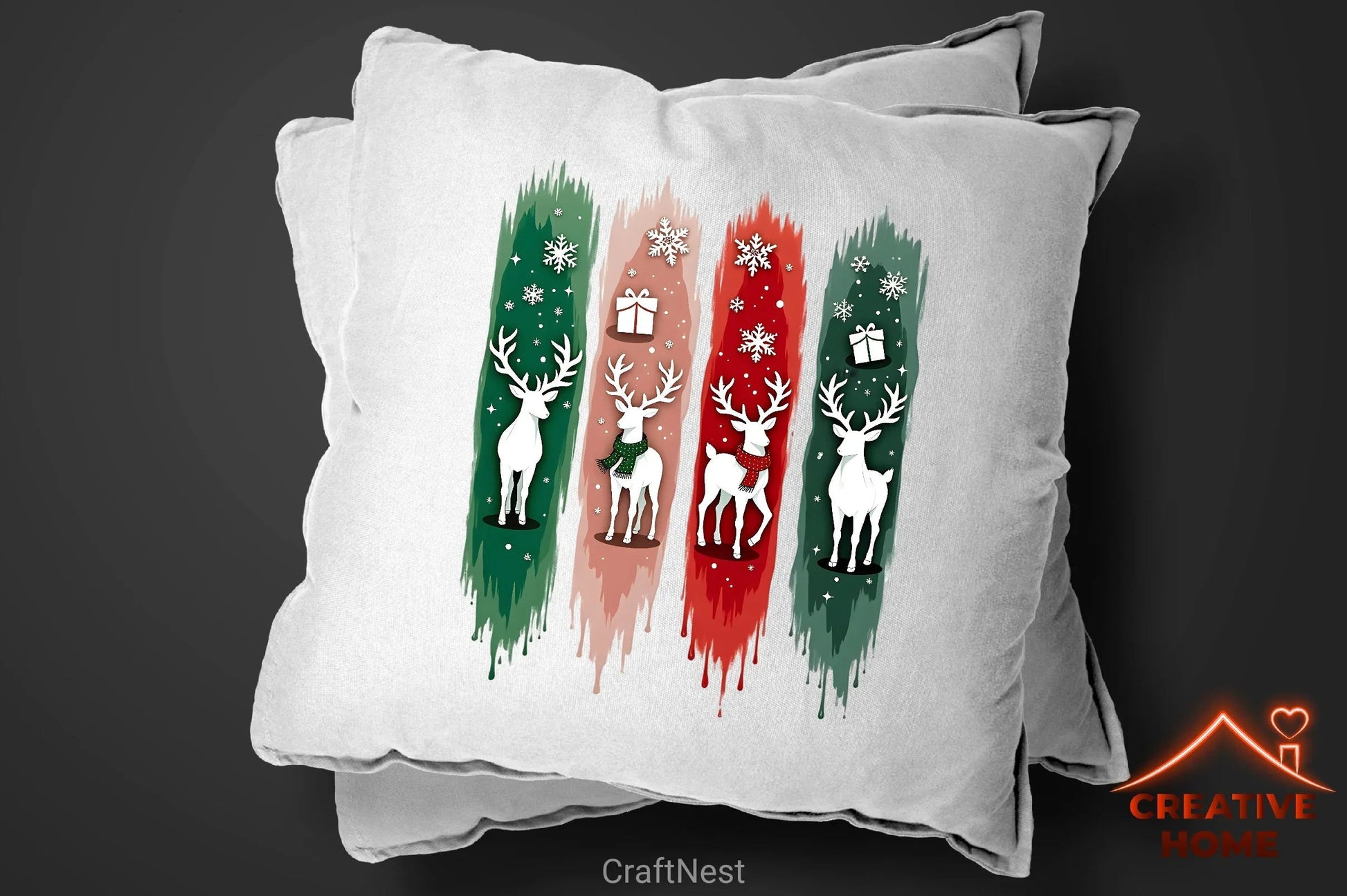 Christmas Reindeer Brushstrokes Clipart Bundle - CraftNest - Digital Crafting and Art