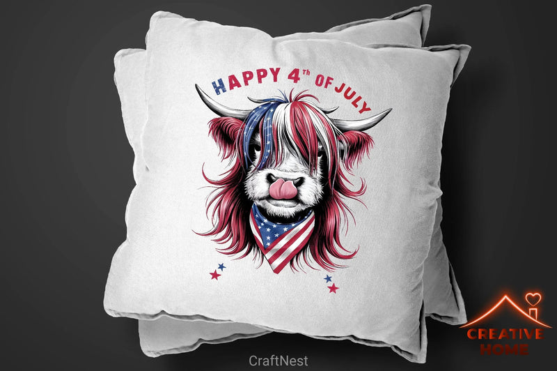 Patriotic Highland Cow Clipart Bundle 2 - CraftNest - Digital Crafting and Art
