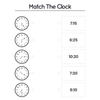 Match the Clock Time Worksheets for Kindergarten