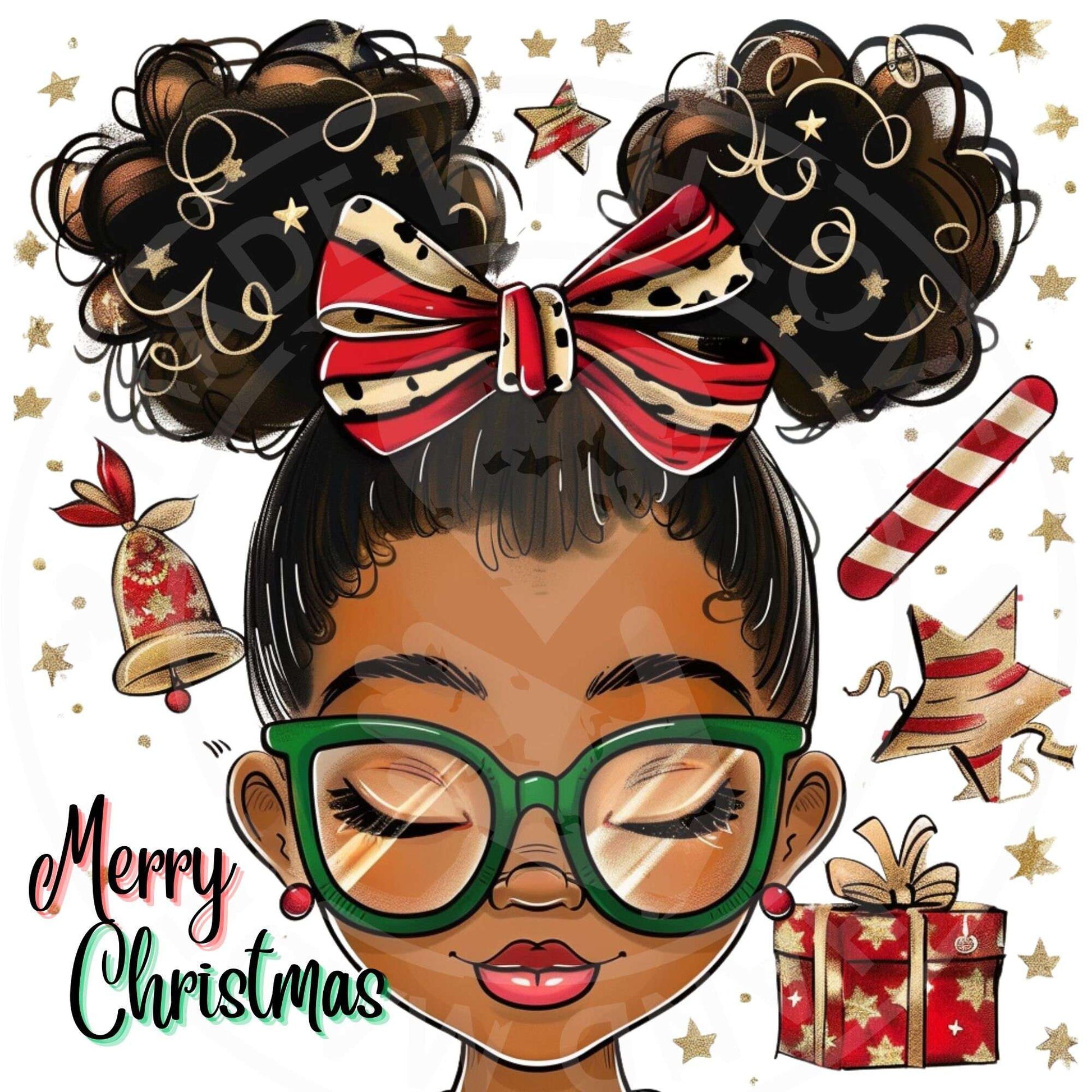 Afro Messy Bun Christmas Clipart - CraftNest - Digital Crafting and Art