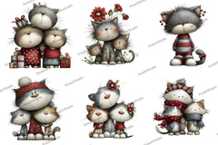 Merry Cat Mama Clipart Bundle - CraftNest - Digital Crafting and Art