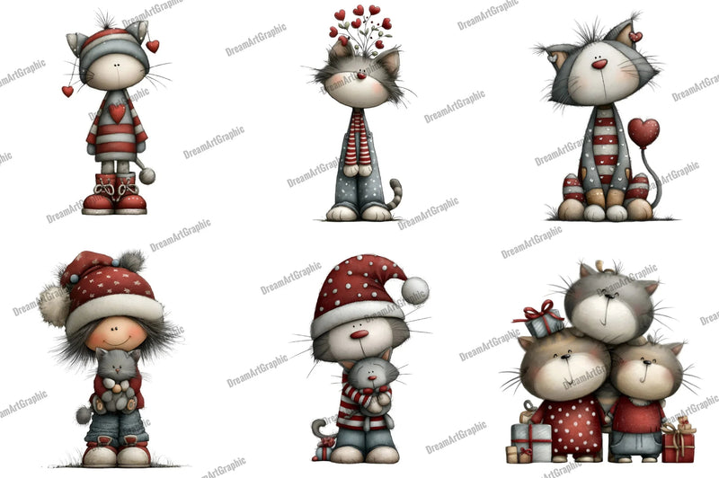 Merry Cat Mama Clipart Bundle - CraftNest - Digital Crafting and Art