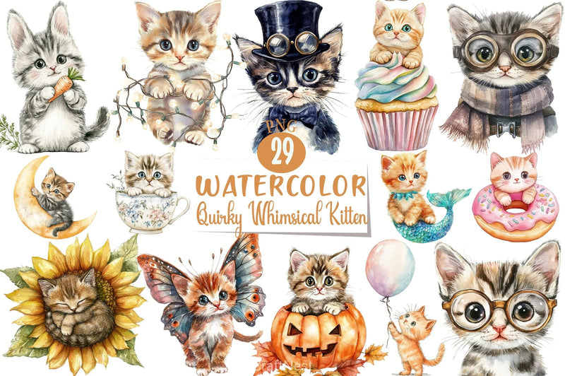 Quirky Kitten Clipart Bundle - CraftNest - Digital Crafting and Art