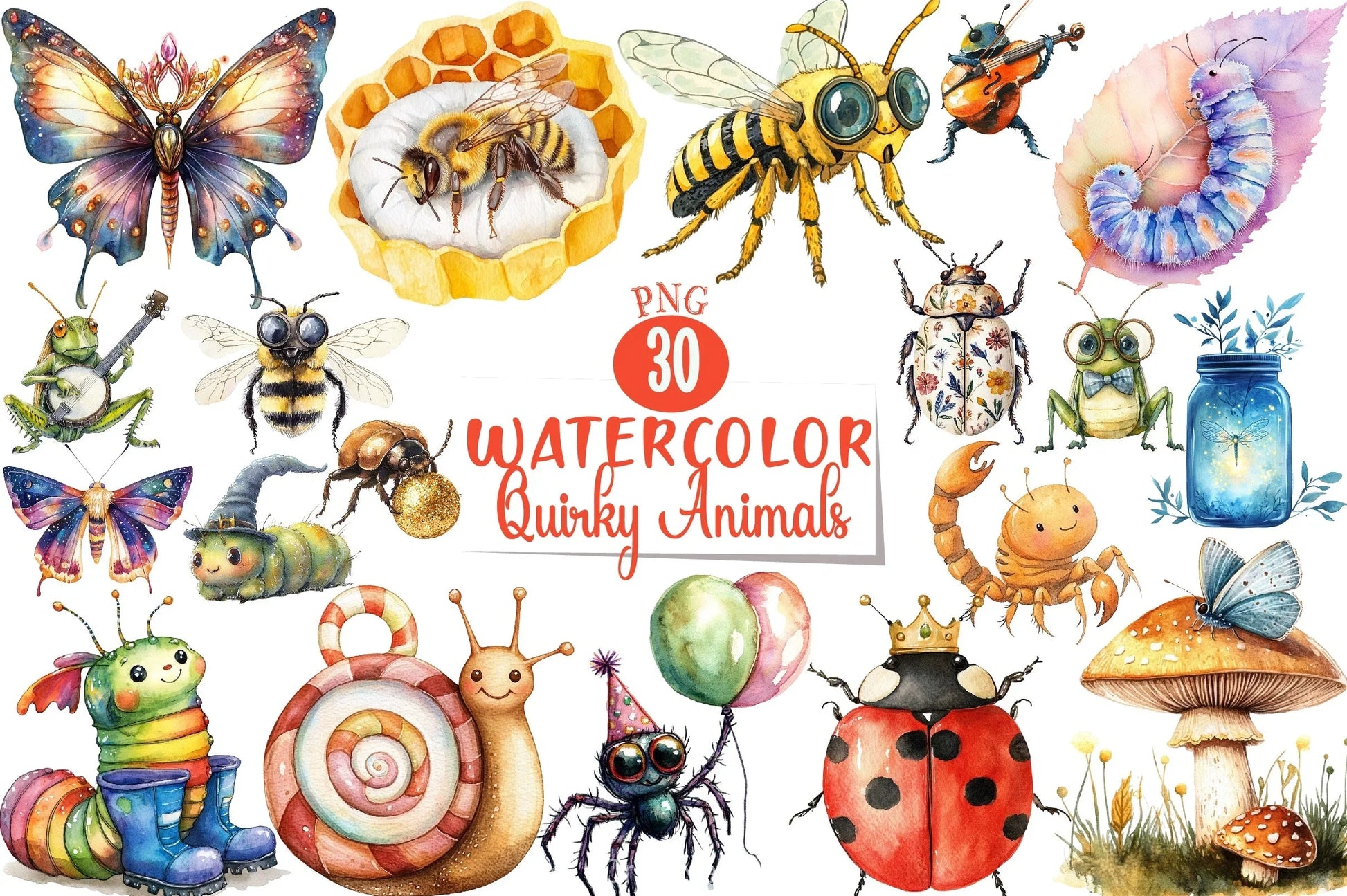Quirky Insects & Animals Clipart Bundle - CraftNest - Digital Crafting and Art