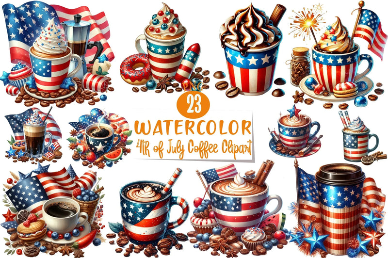 4th of July Coffee Clipart Bundle - CraftNest - Digital Crafting and Art