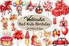 Red Kids Birthday Clipart Bundle