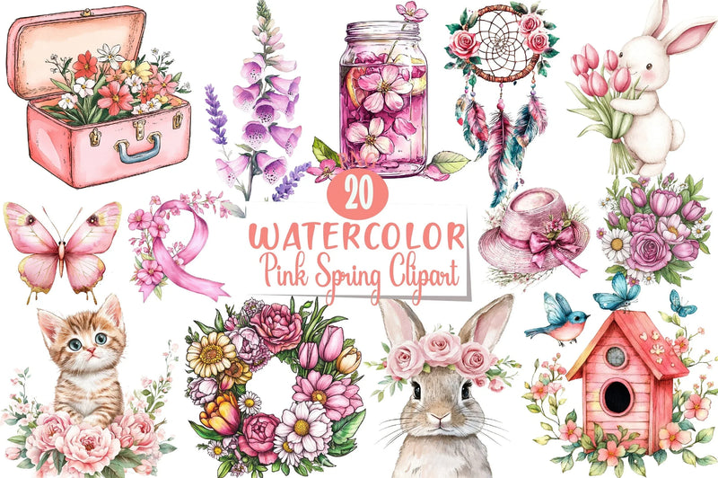 Pink Spring Clipart Bundle 5 - CraftNest - Digital Crafting and Art