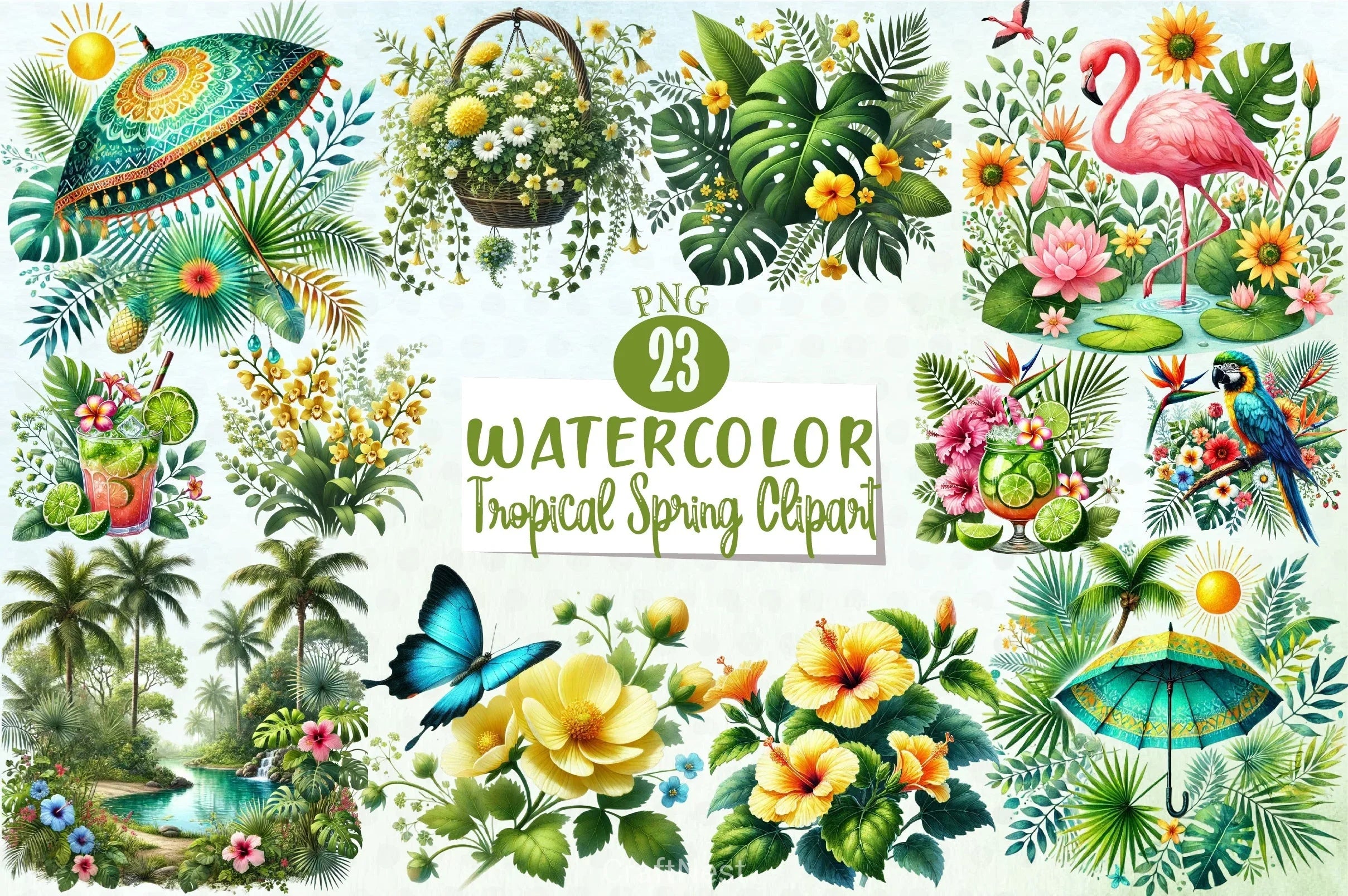 Tropical Spring Clipart Bundle - CraftNest - Digital Crafting and Art