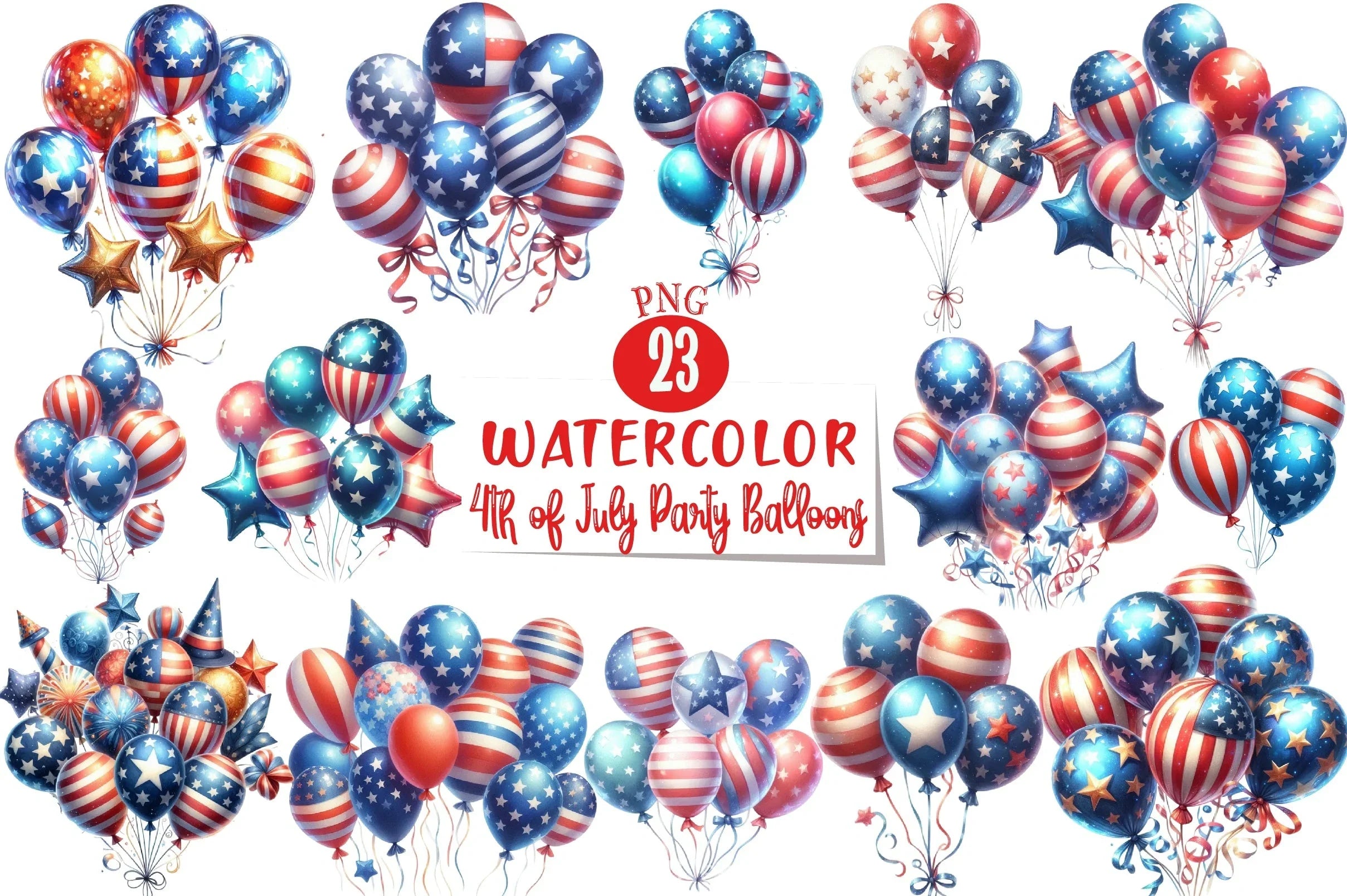 American 4th of July Balloons Clipart Bundle - CraftNest - Digital Crafting and Art