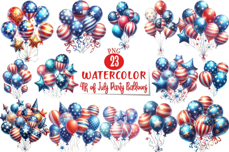American 4th of July Balloons Clipart Bundle - CraftNest - Digital Crafting and Art