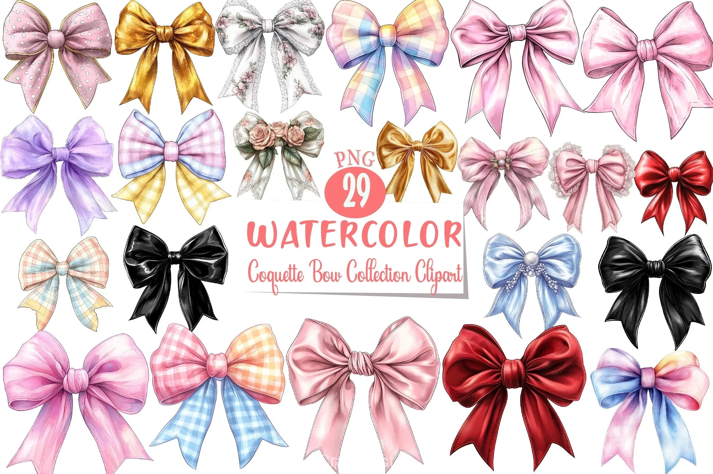 Coquette Bow Clipart Bundle 3 - CraftNest - Digital Crafting and Art