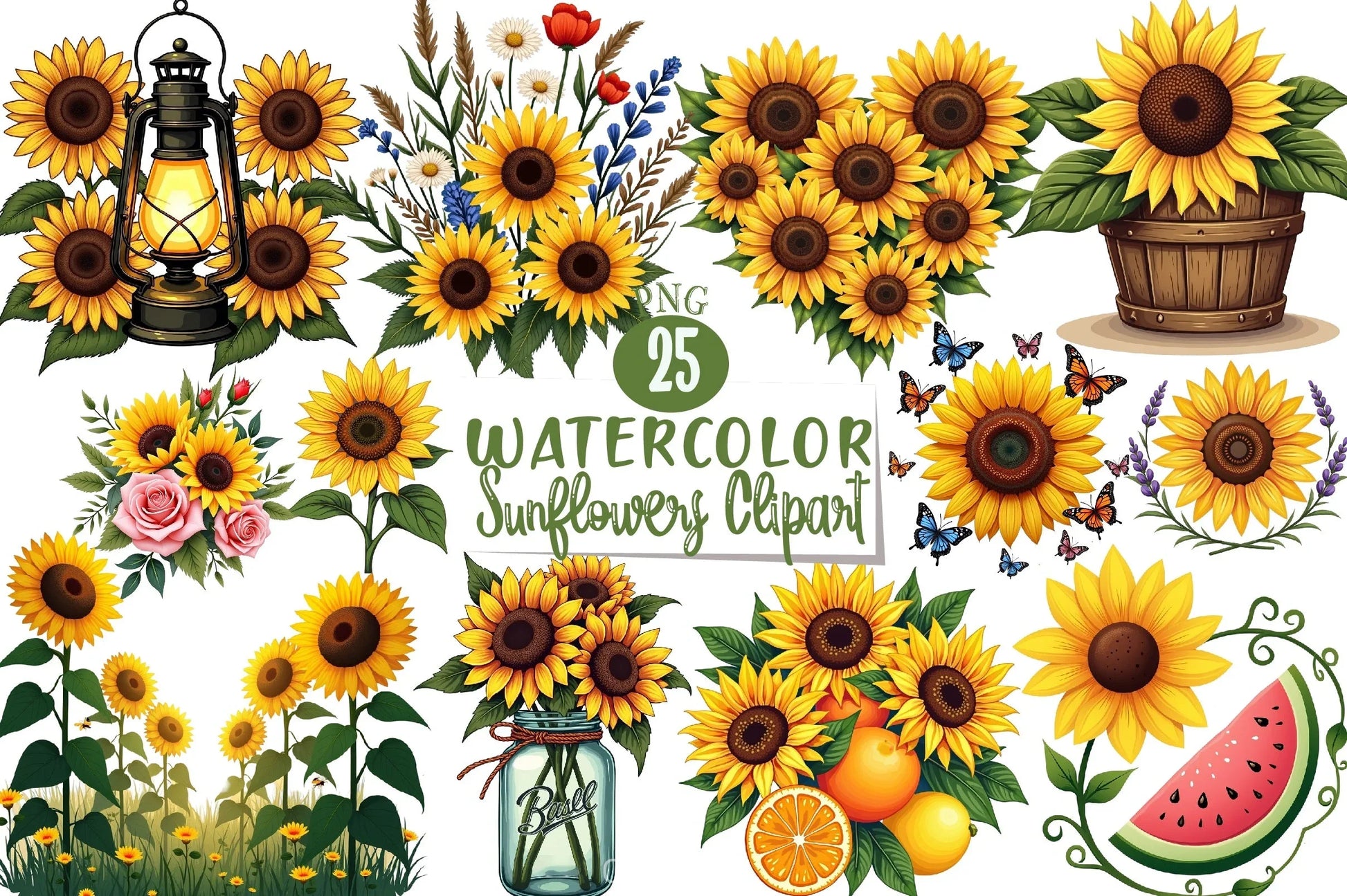 Sunflowers Clipart Bundle 5 - CraftNest - Digital Crafting and Art