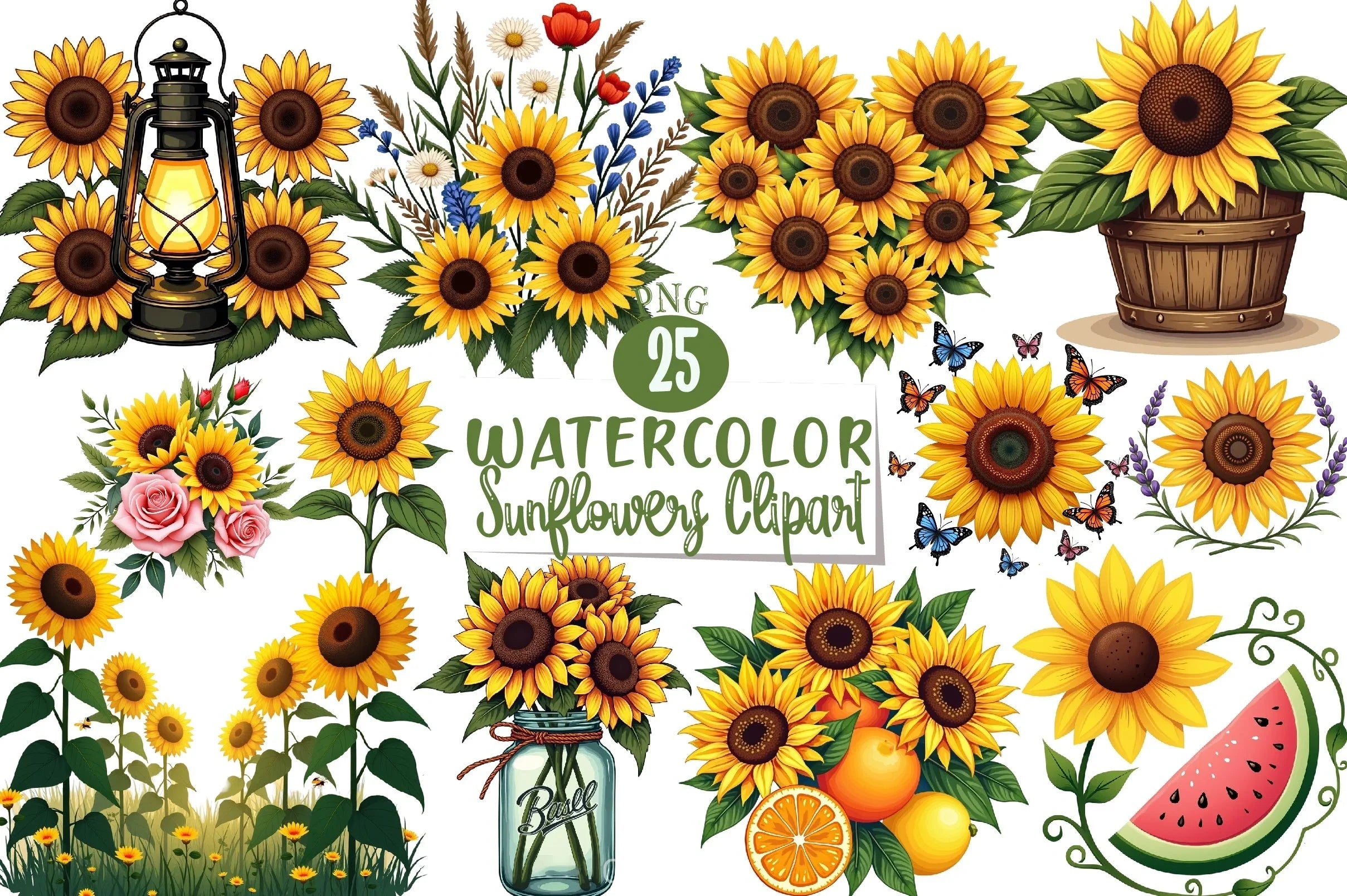 Sunflowers Clipart Bundle 5 - CraftNest - Digital Crafting and Art