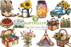 Happy Rustic Summer Clipart Bundle - CraftNest - Digital Crafting and Art