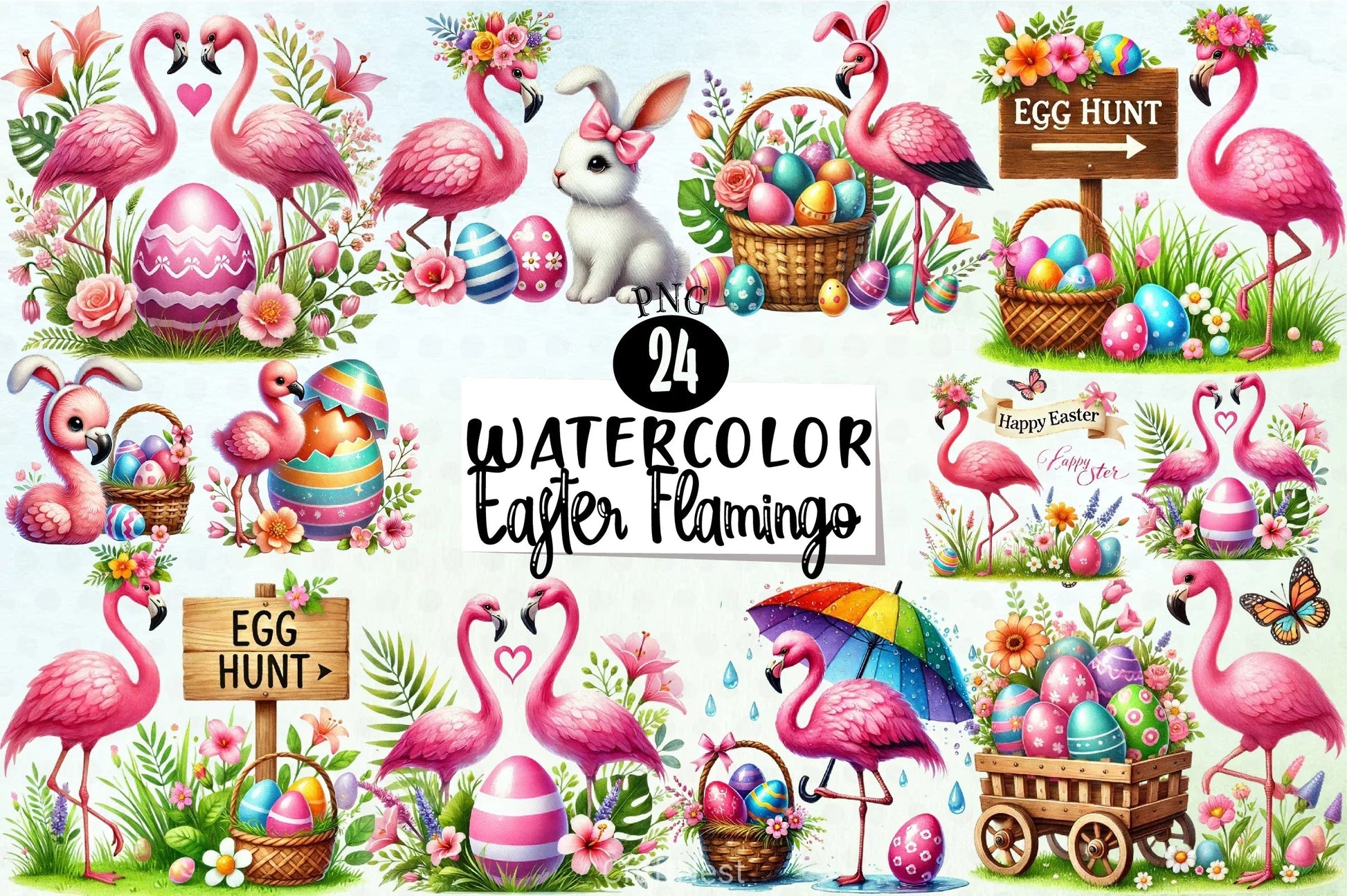 Easter Flamingo Clipart Bundle - CraftNest - Digital Crafting and Art