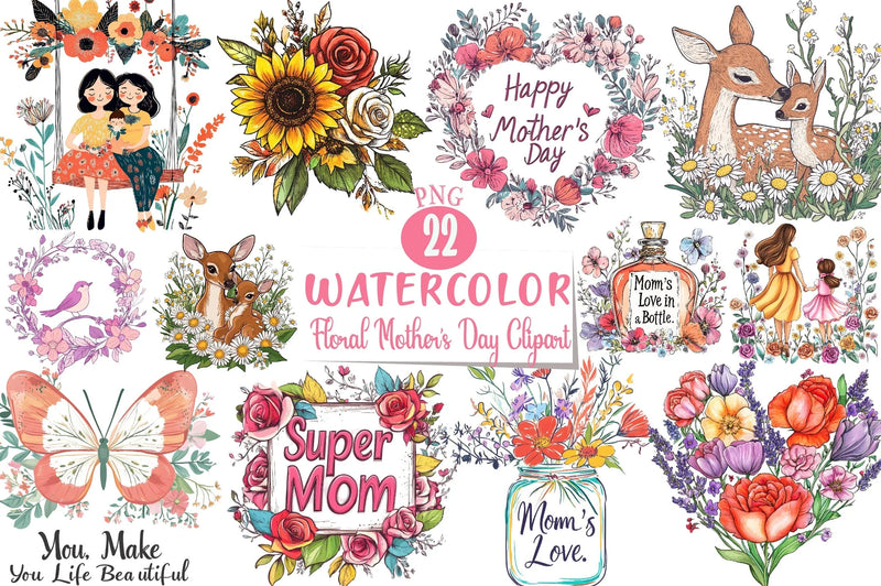 Floral Mother's Day Clipart Bundle 3 - CraftNest - Digital Crafting and Art