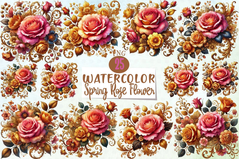 Spring Rose Flower Clipart Bundle 1 - CraftNest - Digital Crafting and Art