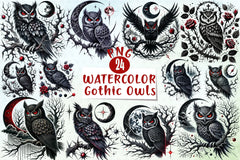 Gothic Owls Clipart Bundle - CraftNest - Digital Crafting and Art