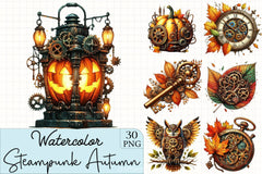 Steampunk Autumn Clipart Bundle - CraftNest - Digital Crafting and Art