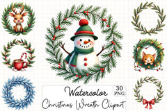 Christmas Wreath Clipart Bundle 8 - CraftNest - Digital Crafting and Art