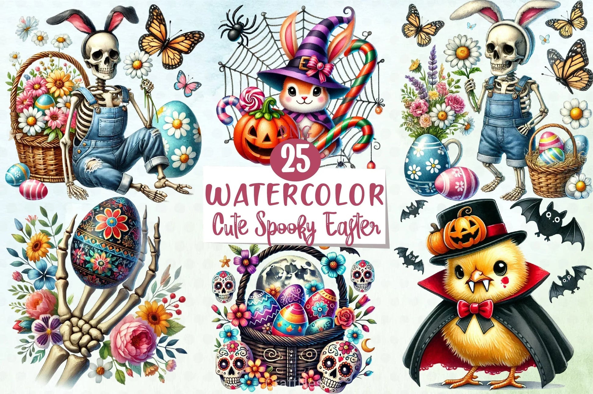 Cute Spooky Easter Clipart Bundle - CraftNest - Digital Crafting and Art