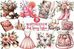 Pink Spring Fashion Clipart Bundle 2 - CraftNest - Digital Crafting and Art