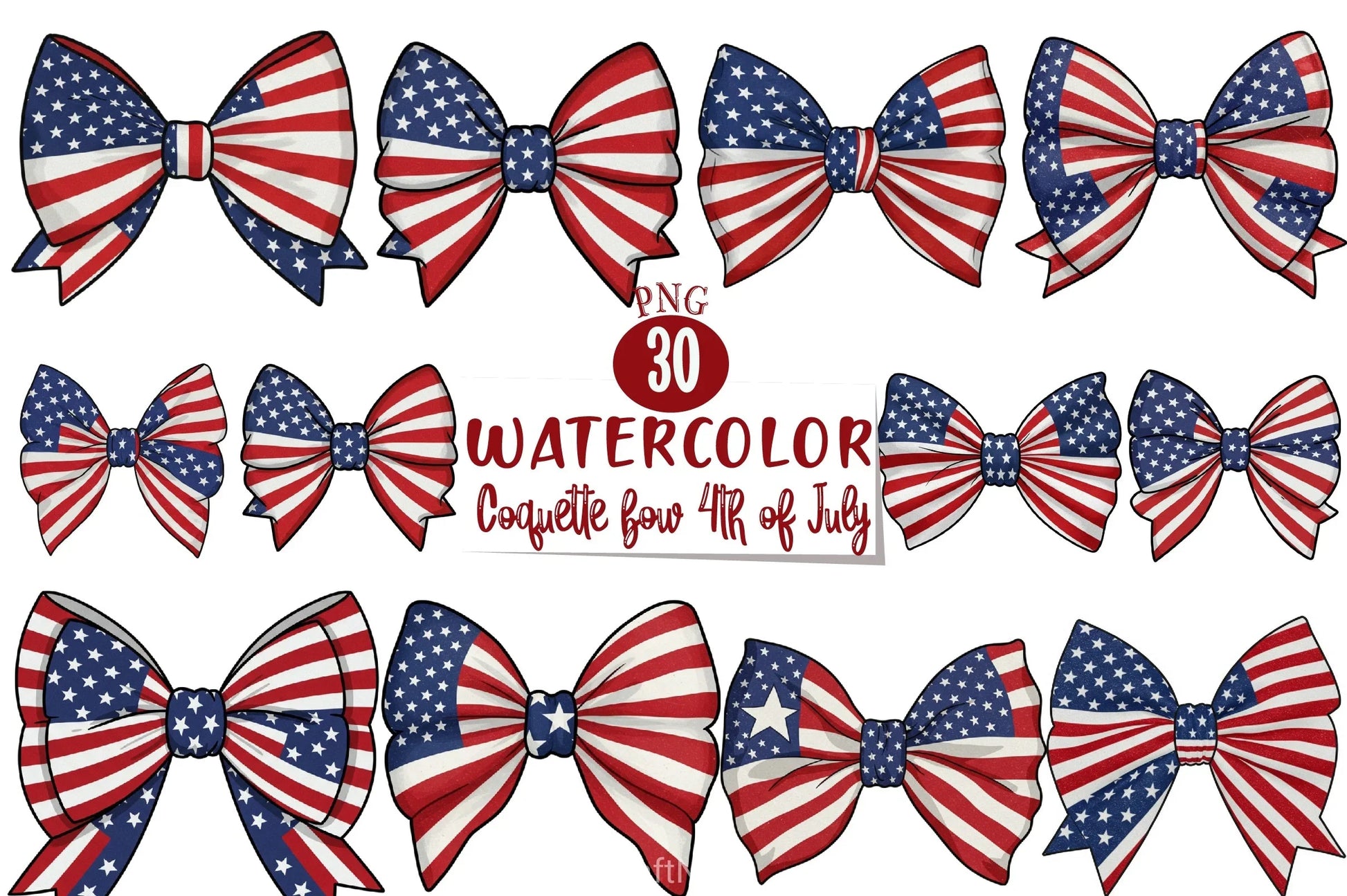 Coquette Bow 4th of July Clipart Bundle - CraftNest - Digital Crafting and Art