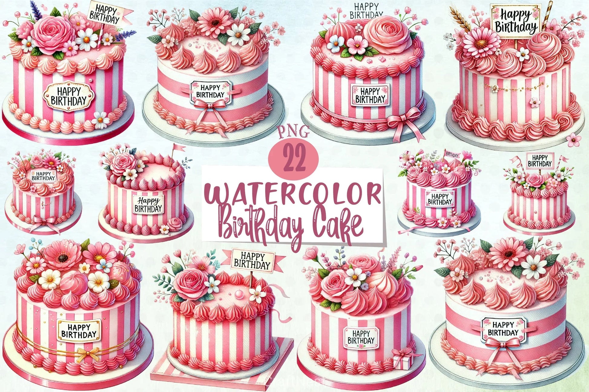 Birthday Cake Clipart Bundle - CraftNest - Digital Crafting and Art