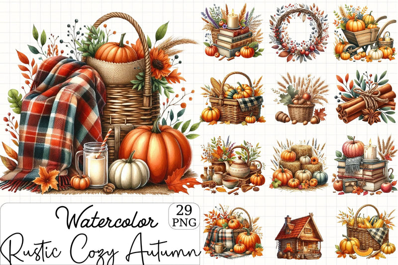 Rustic Cozy Autumn Clipart Bundle 9 - CraftNest - Digital Crafting and Art