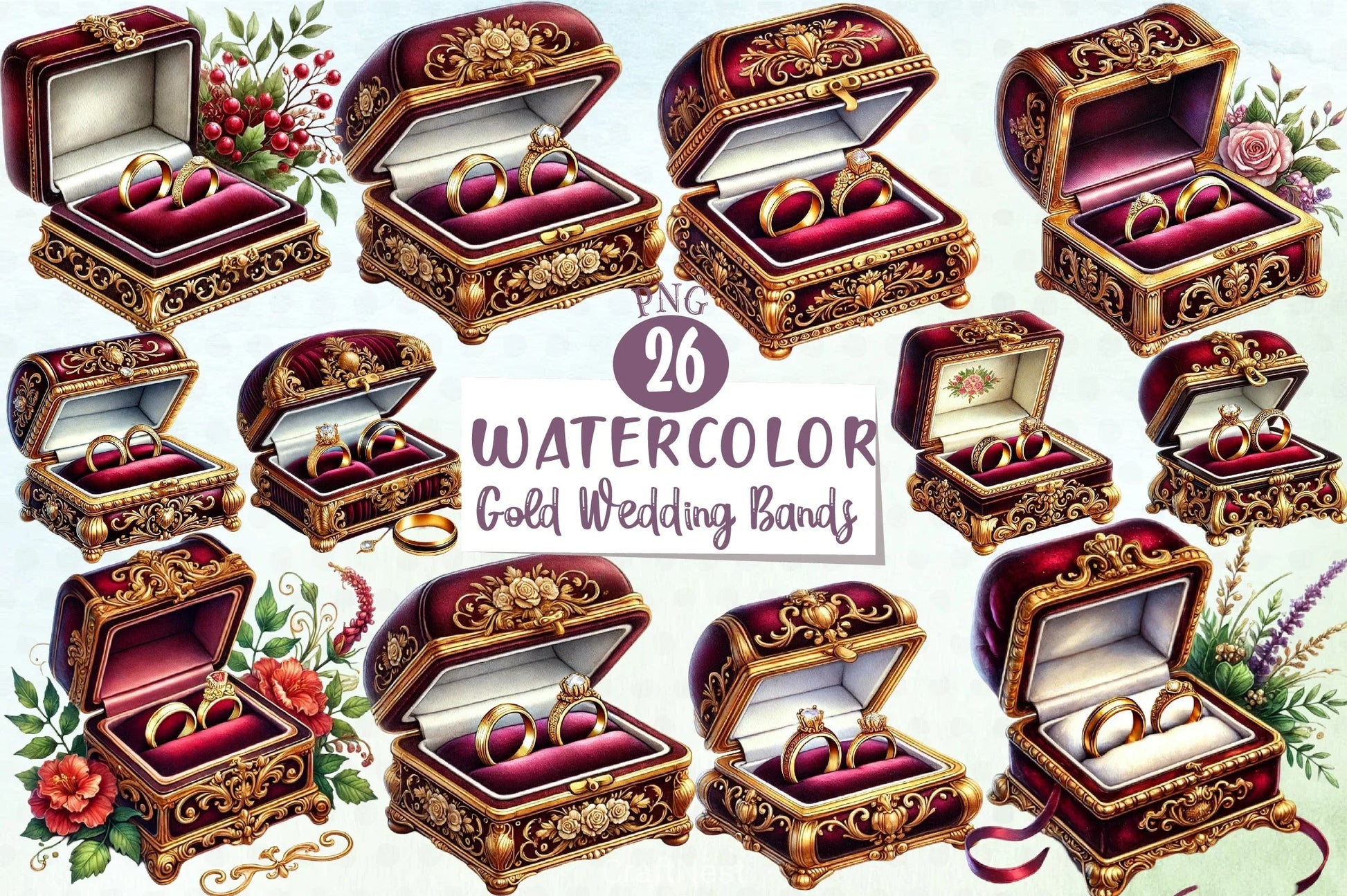 Gold Wedding Bands Clipart Bundle 18 - CraftNest - Digital Crafting and Art