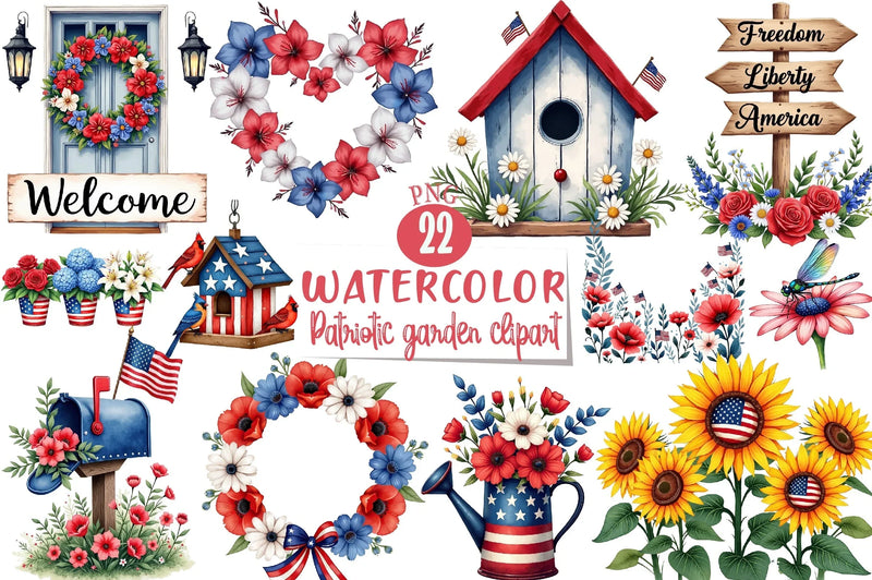 Patriotic Garden Clipart Bundle 3 - CraftNest - Digital Crafting and Art