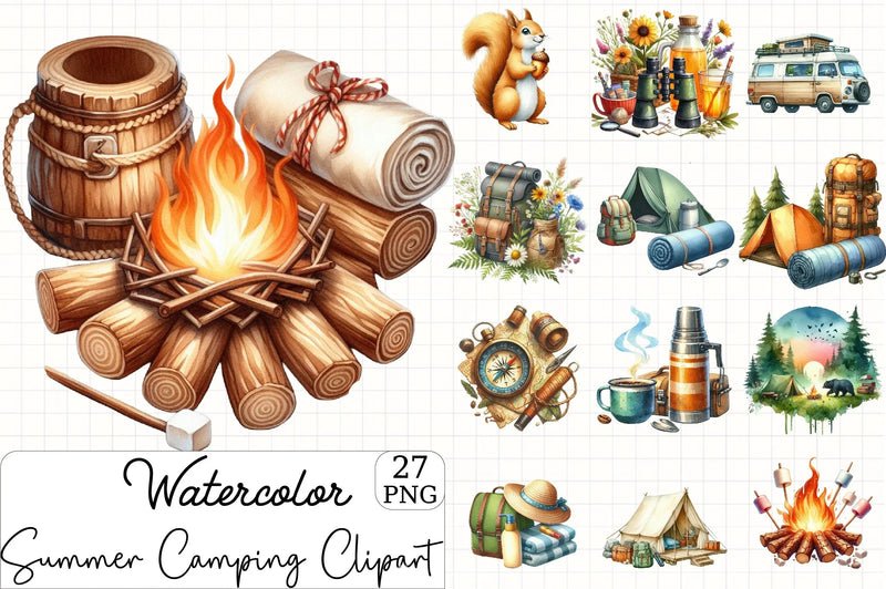 Summer Camping Clipart Bundle 4 - CraftNest - Digital Crafting and Art