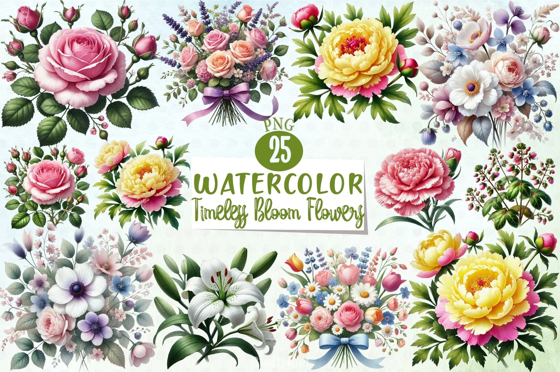Timeless Bloom Flowers Clipart Bundle - CraftNest - Digital Crafting and Art