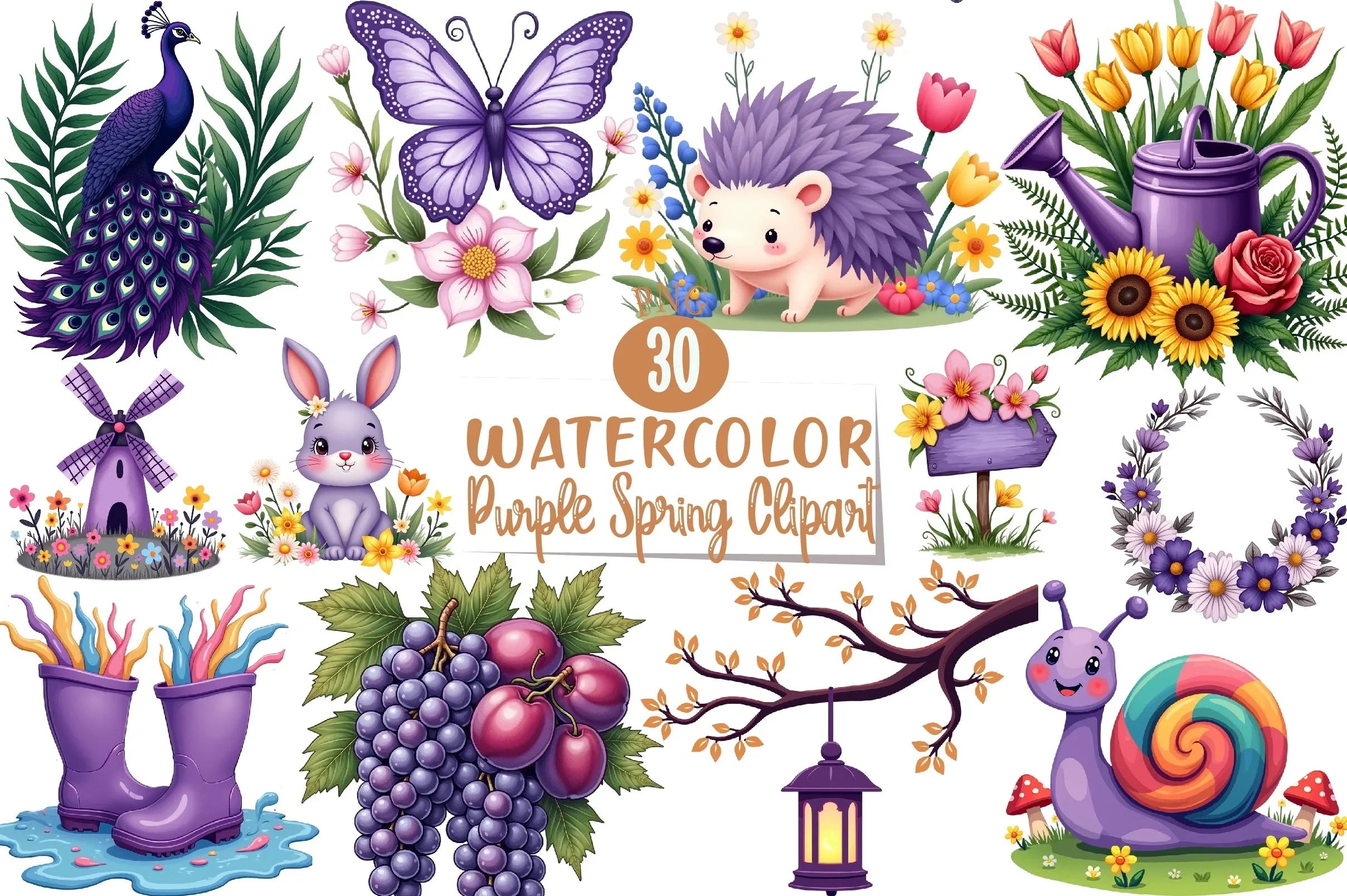 Purple Spring Clipart Bundle 2 - CraftNest - Digital Crafting and Art