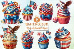 4th of July Cupcakes Clipart Bundle - CraftNest - Digital Crafting and Art
