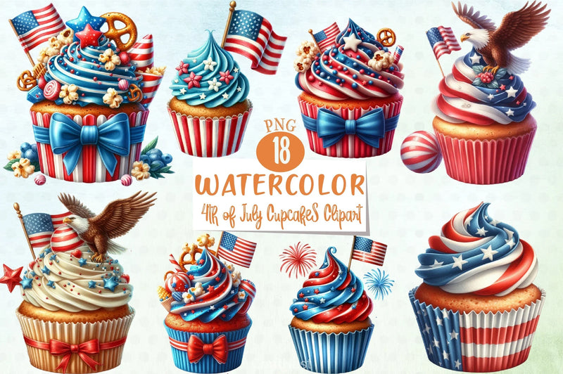 4th of July Cupcakes Clipart Bundle - CraftNest - Digital Crafting and Art
