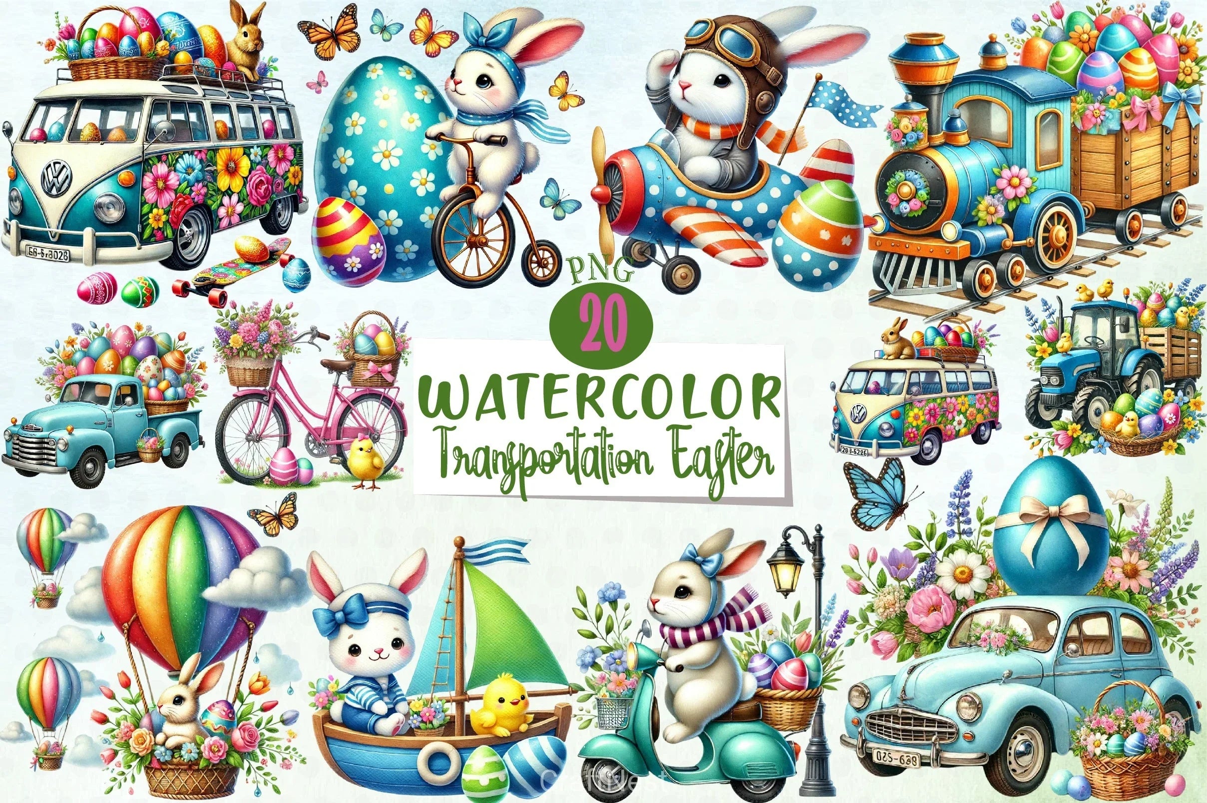 Easter Transportation Clipart Bundle - CraftNest - Digital Crafting and Art
