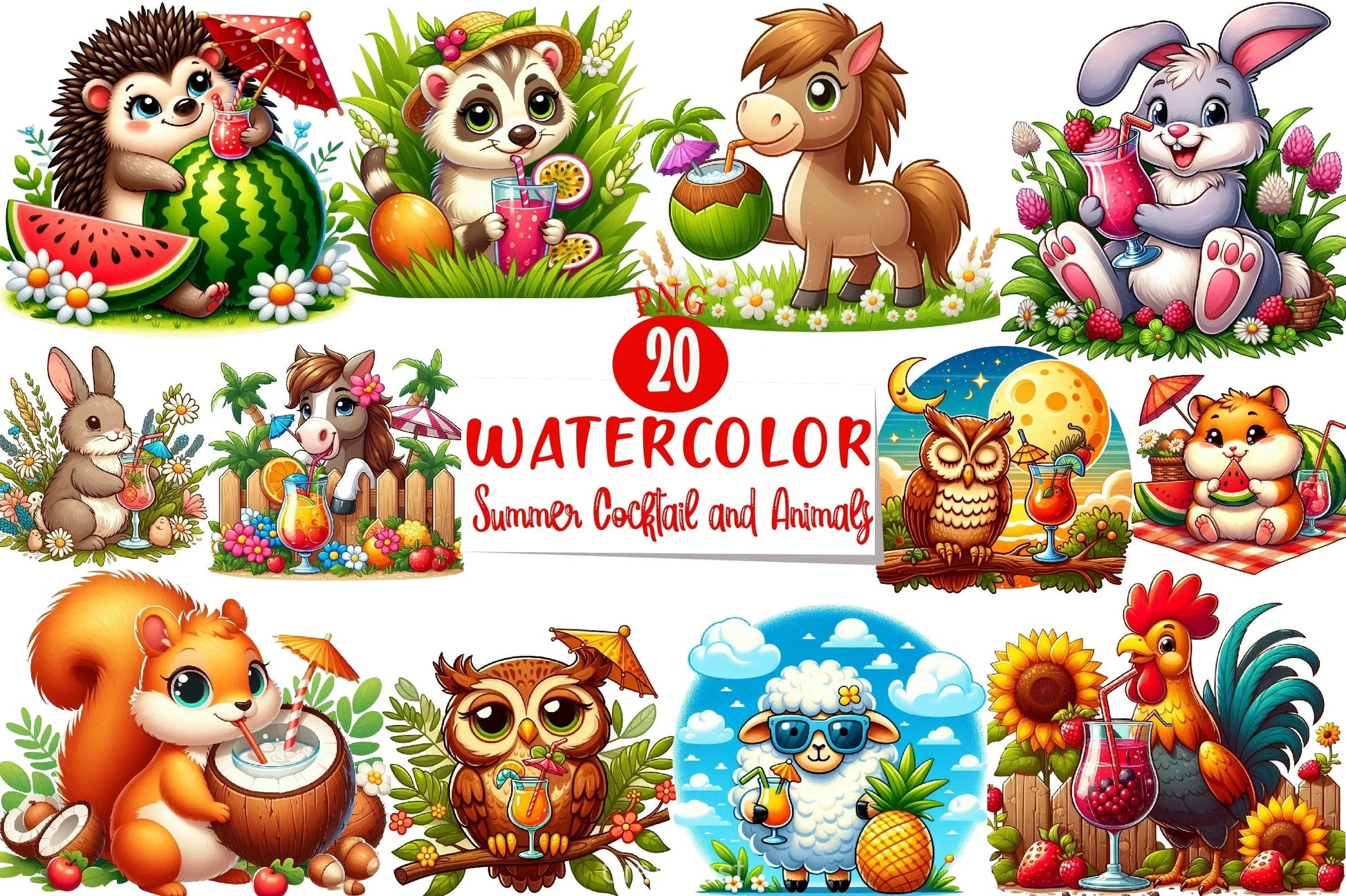 Summer Cocktail & Animals Clipart Bundle 2 - CraftNest - Digital Crafting and Art
