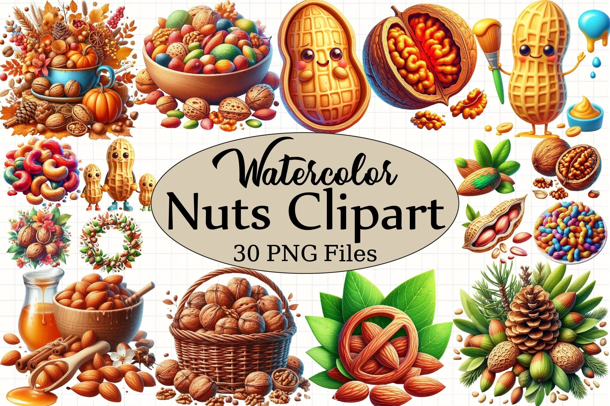 Nuts Clipart Bundle 4 - CraftNest - Digital Crafting and Art