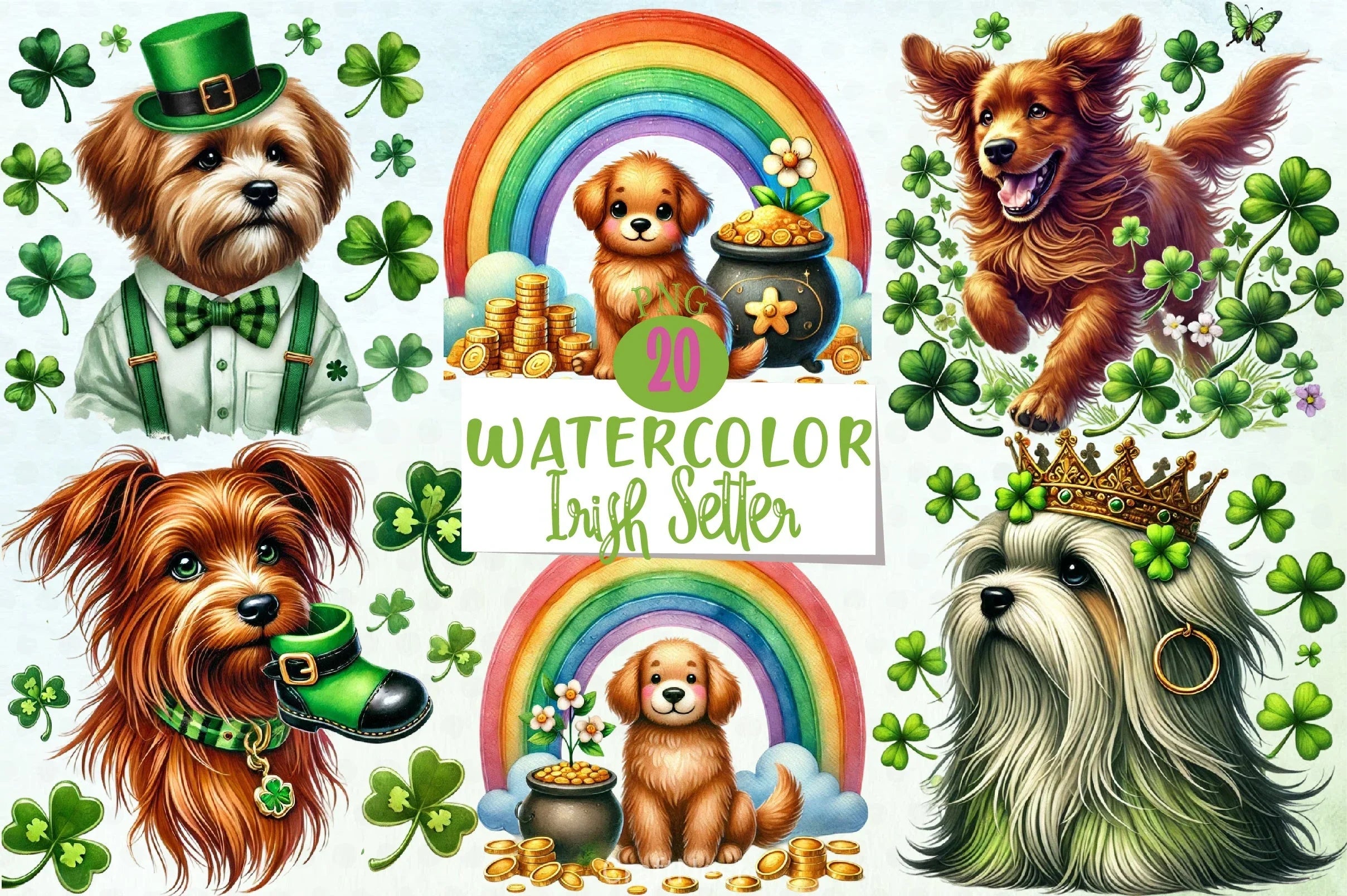 St Patrick's Day Irish Setter Clipart Bundle - CraftNest - Digital Crafting and Art