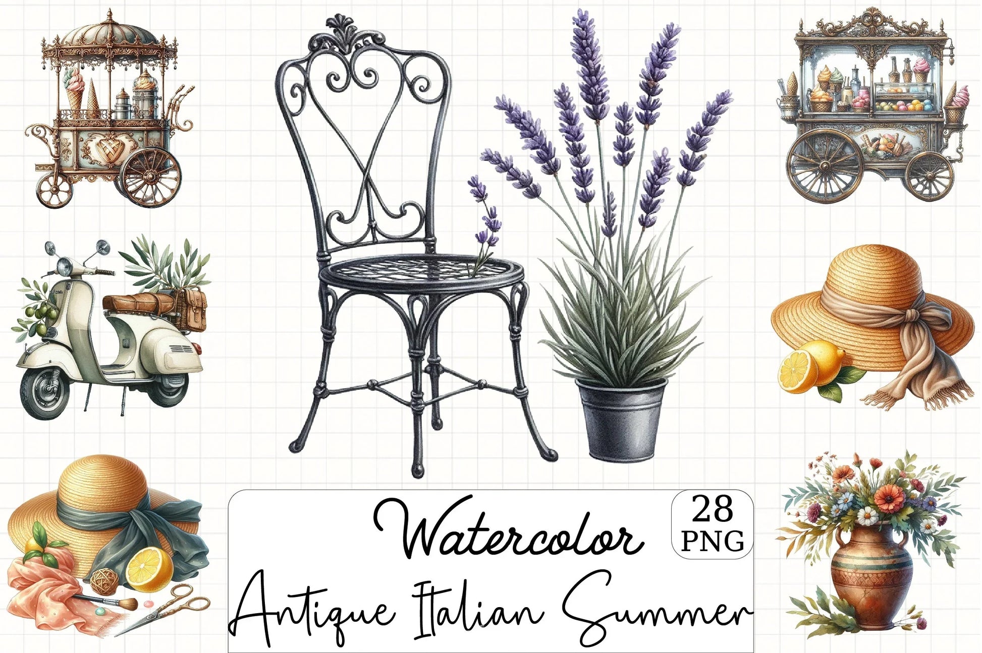Antique Italian Summer Clipart Bundle 11 - CraftNest - Digital Crafting and Art