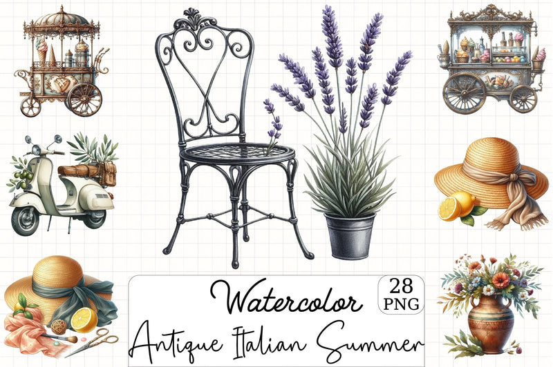 Antique Italian Summer Clipart Bundle 11 - CraftNest - Digital Crafting and Art
