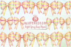 Watercolour Pastel Spring Bows Clipart Bundle - CraftNest - Digital Crafting and Art