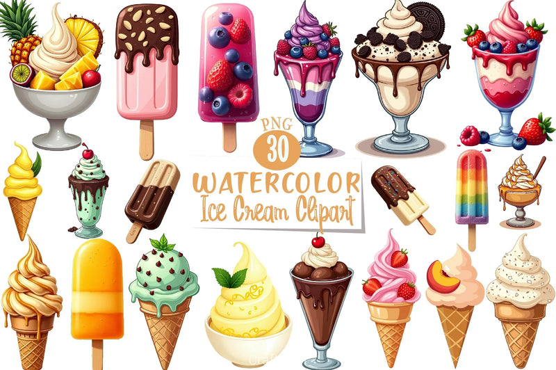 Ice Cream Clipart Bundle 3 - CraftNest - Digital Crafting and Art