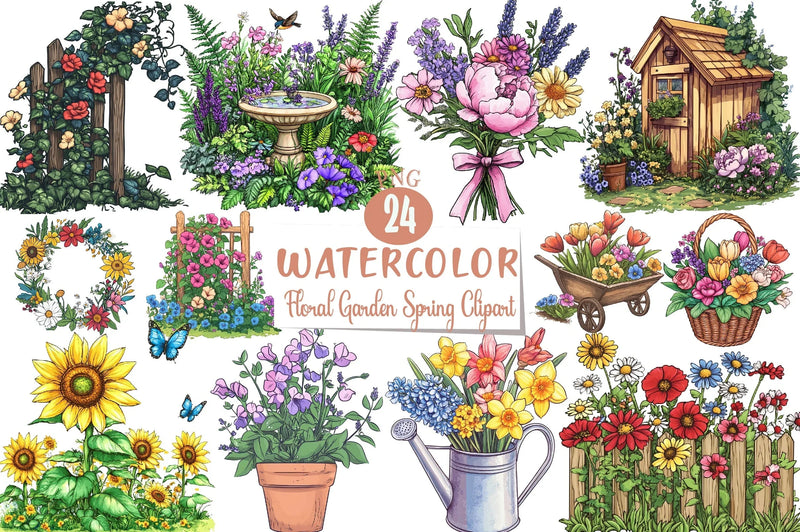 Floral Garden Spring Clipart Bundle 1 - CraftNest - Digital Crafting and Art