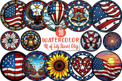 4th of July Stained Glass Clipart Bundle - CraftNest - Digital Crafting and Art