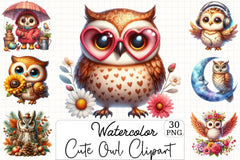 Cute Owl Clipart Bundle - CraftNest - Digital Crafting and Art