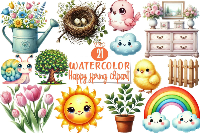 Happy Spring Clipart Bundle 5 - CraftNest - Digital Crafting and Art