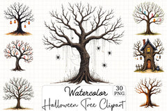 Halloween Tree Clipart Bundle 2 - CraftNest - Digital Crafting and Art