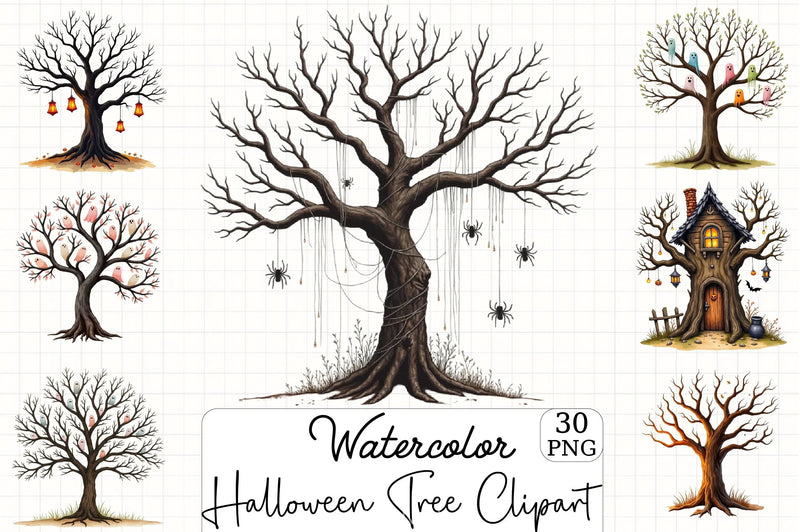 Halloween Tree Clipart Bundle 2 - CraftNest - Digital Crafting and Art